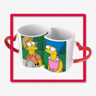 Mug Pareja Marge y Homero Niños Corazon Rojo