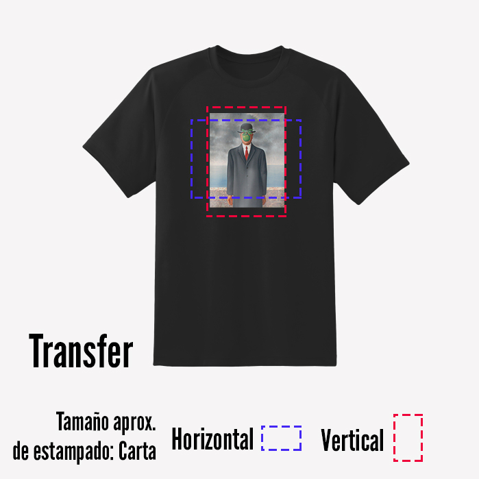 tamaño de estampado transfer