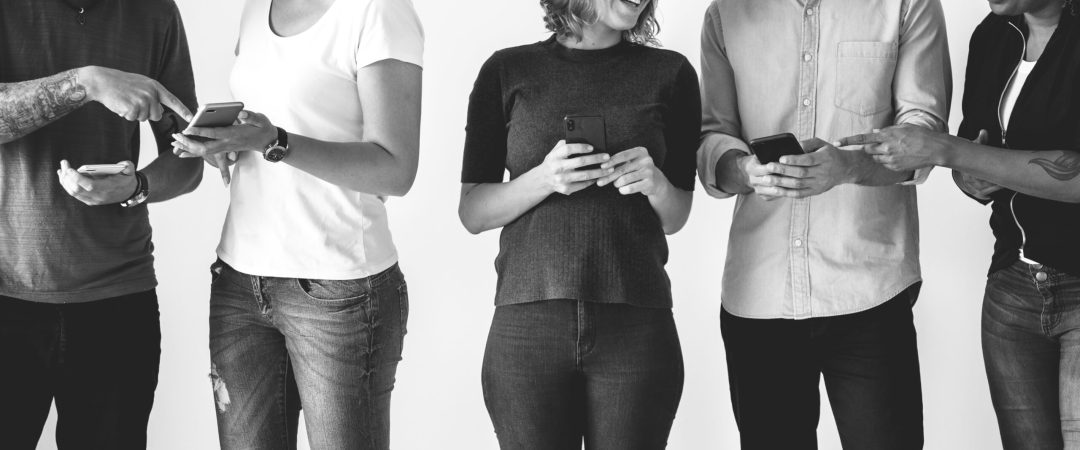 People using smartphones